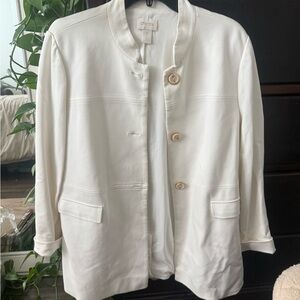 Chico's Cream Women's Jacket with Gold / Cream Tortoise Button Detail